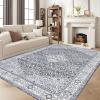 Garvee Washable 4×6 Area Rugs for Living Room – Rug Bedroom Rug-Carpet, Neutral Moody Vintage, Traditional Dining Room Rugs, Office Soft Comfortable, Non Slip. Red(Gray Tone)