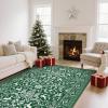 Garvee Washable Rugs for Bedroom 5×7 Non-Slip Christmas Rug Soft Non-Shedding Xmas Holiday Indoor Carpet Festive Bell Snowman Deer Foldable Accent Rugs for Living Room Dining Room Office Kitchen Green
