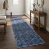 Garvee Washable Runner Rug 2×6 Hallway Runner Rug Modern Solid Color Non Slip Runners Minimalist Low Pile Non-Shedding Long Rugs Soft Thin Foldable Mat for Entryway Kitchen Bathroom Bedside Cream(Solid Blue)