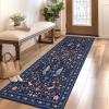Garvee Washable Runner Rug 2×6 Hallway Runner Rug Modern Solid Color Non Slip Runners Minimalist Low Pile Non-Shedding Long Rugs Soft Thin Foldable Mat for Entryway Kitchen Bathroom Bedside Cream(Blue)