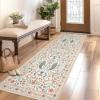 Garvee Washable Runner Rug 2×6 Hallway Runner Rug Modern Solid Color Non Slip Runners Minimalist Low Pile Non-Shedding Long Rugs Soft Thin Foldable Mat for Entryway Kitchen Bathroom Bedside Cream(Beige)
