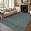 Garvee Washable Striped Rug 10×13, Large Area Rug for Living Room, Bedroom, or Dining Room, Soft Low-Pile Striped Carpet, Non-Slip, Easy to Clean, Neutral Color for Home Decor (Blue)