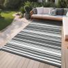 Garvee Waterproof Outdoor Rug 8×10, Plastic Straw Patio Camping Rug, Indoor Outdoor RV Mat Carpet for Deck, Camper, Porch, Balcony, Backyard, Picnic (Light Blue)(Grey)