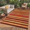 Garvee Waterproof Outdoor Rug 8×10, Plastic Straw Patio Camping Rug, Indoor Outdoor RV Mat Carpet for Deck, Camper, Porch, Balcony, Backyard, Picnic (Light Blue)(Red Tone)