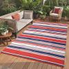 Garvee Waterproof Outdoor Rug 8×10, Plastic Straw Patio Camping Rug, Indoor Outdoor RV Mat Carpet for Deck, Camper, Porch, Balcony, Backyard, Picnic (Light Blue)(Red/Blue)
