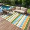 Garvee Waterproof Outdoor Rug 8×10, Plastic Straw Patio Camping Rug, Indoor Outdoor RV Mat Carpet for Deck, Camper, Porch, Balcony, Backyard, Picnic (Light Blue)(Colorful)