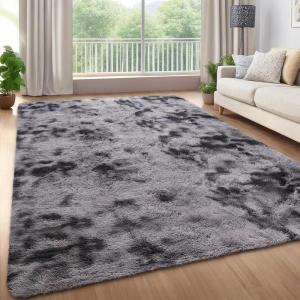 Garvee 10×13 Large Fluffy Living Room Area Rug Soft Plush Bedroom Throw Carpet Modern Solid Color Shaggy Rug Non Slip Non Shedding Fuzzy Faux Fur Area Rug for Nursery Home Decor, Dark Grey