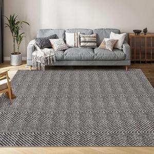 Garvee 9×12 ft Printed Area Rug with Braided-Look Texture,Large Soft Machine Washable Rugs,Boho Easy Clean Inside Mat,Non-Slip Indoor Carpet for Living Room,Bedroom & Durable Home Decor(Antique Blue(Camel)