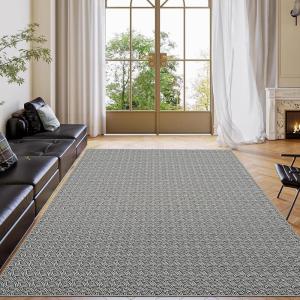 Garvee 9×12 ft Realistic Braided Area Rug, Stain Resistant Machine Washable Non-Shedding Modern Abstract Rug, Soft Thin Indoor Non Slip Carpet for Bedroom/Dining Room,/KIds Play Room/Home Office(Blue)(Black)