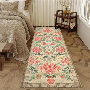 Garvee Floral 9×12 Area Rugs for Living Room Bedroom Soft Non Slip Stain Resistant Botanical Print Carpet Indoor Vintage Low Pile Large Floor Rug for Dining Room Classroom Office Apartment, Green(Brown)