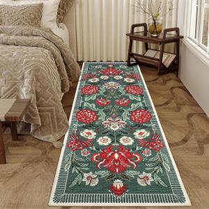 Garvee Floral 9×12 Area Rugs for Living Room Bedroom Soft Non Slip Stain Resistant Botanical Print Carpet Indoor Vintage Low Pile Large Floor Rug for Dining Room Classroom Office Apartment, Green(Grey Green)