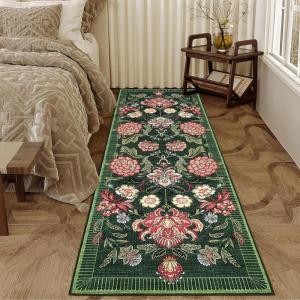 Garvee Floral 9×12 Area Rugs for Living Room Bedroom Soft Non Slip Stain Resistant Botanical Print Carpet Indoor Vintage Low Pile Large Floor Rug for Dining Room Classroom Office Apartment, Green(Green)