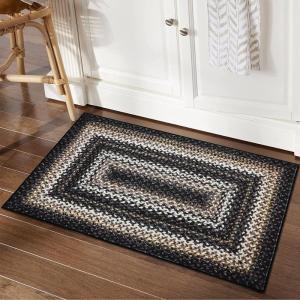 Garvee Washable 4×6 Area Rug for Bedroom Low Pile Living Room Carpet Mat Non Shedding Modern Braided Print (Not Woven) Small Carpet for Bedside Kitchen Entryway Kids Room Office College Dorm, Beige(Braided | Black)
