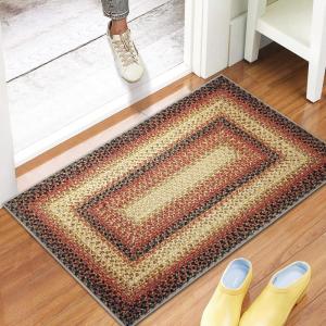 Garvee Washable 4×6 Area Rug for Bedroom Low Pile Living Room Carpet Mat Non Shedding Modern Braided Print (Not Woven) Small Carpet for Bedside Kitchen Entryway Kids Room Office College Dorm, Beige(Braided | Red)