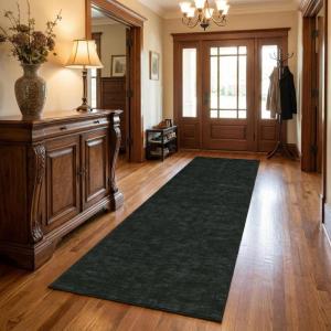 Garvee Washable Runner Rug 2×6 Hallway Runner Rug Modern Solid Color Non Slip Runners Minimalist Low Pile Non-Shedding Long Rugs Soft Thin Foldable Mat for Entryway Kitchen Bathroom Bedside Cream(Solid Black)