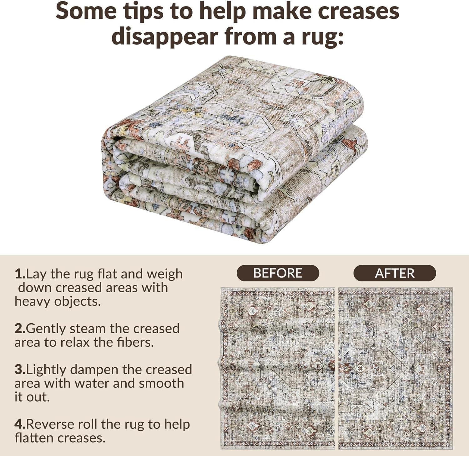 image:imageGarvee 2x6 Washable Vintage Runner Rug for Entryway Kitchen Soft Non Slip Thin Carpet Traditional Floral Print Floor Cover Distressed Accent Throw Rug for Hallway Bathroom Bedroom BrownBrown
