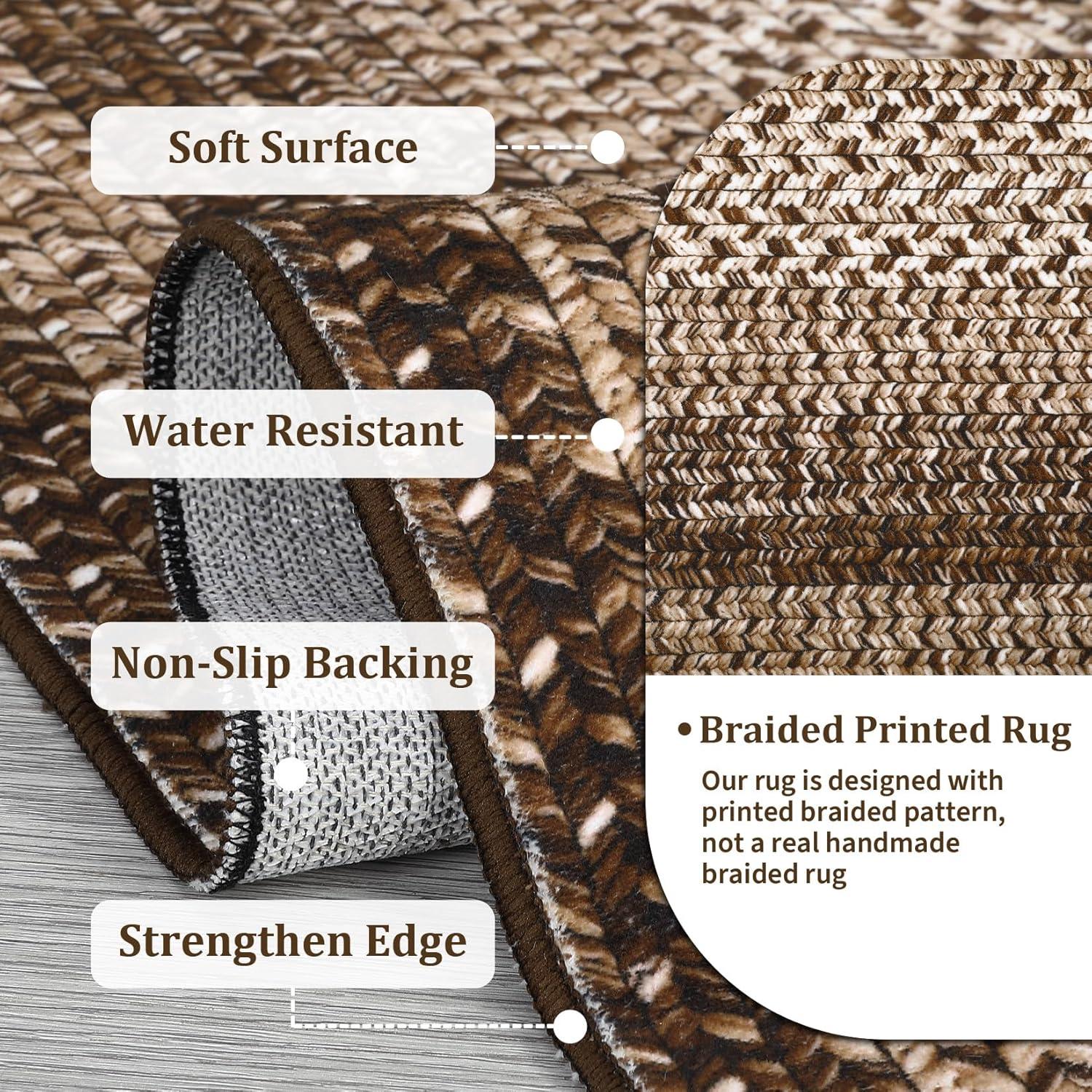image:imageGarvee 5x7 Area Rugs Washable Rugs for Living Room Boho Vintage Rug Non Slip Low Pile Stain Resistance Indoor Soft Large Carpet for Bedroom Dining Room Office Brown