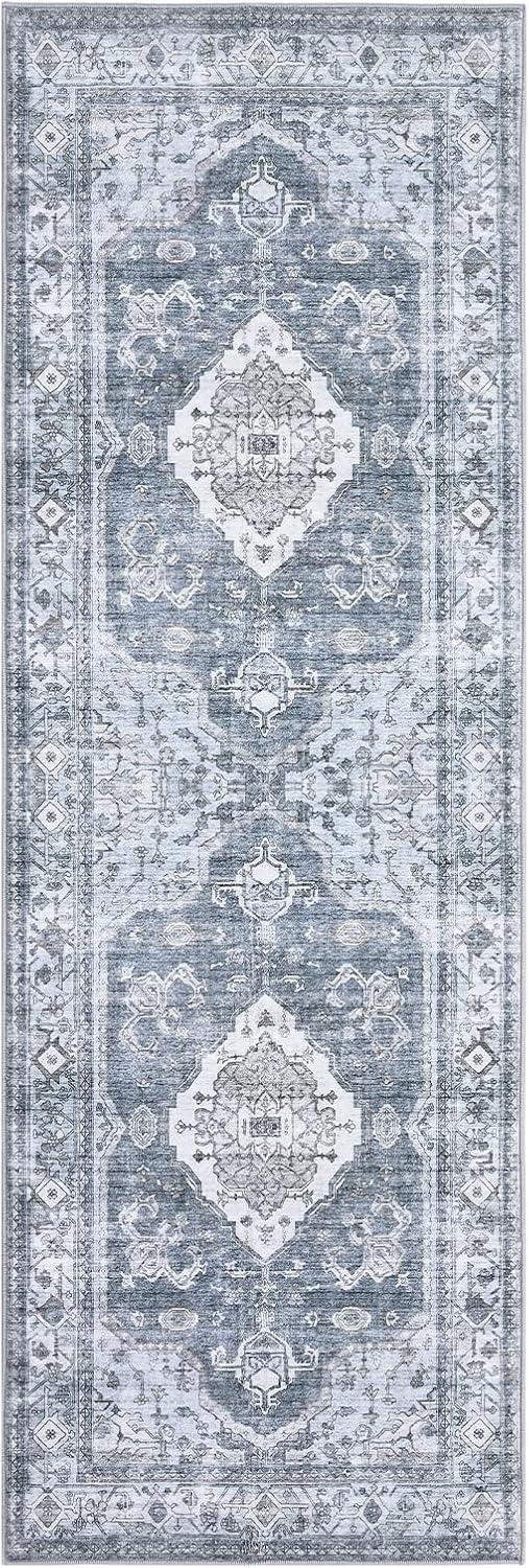 image:imageGarvee Machine Washable Rug 6x9 Vintage Area Rug for Living Room Non Slip Non Shedding Floor Carpet Low Pile Soft Accent Rug Stain Resistant Indoor Printed Mat for Bedroom Nursery GrayGray Tone