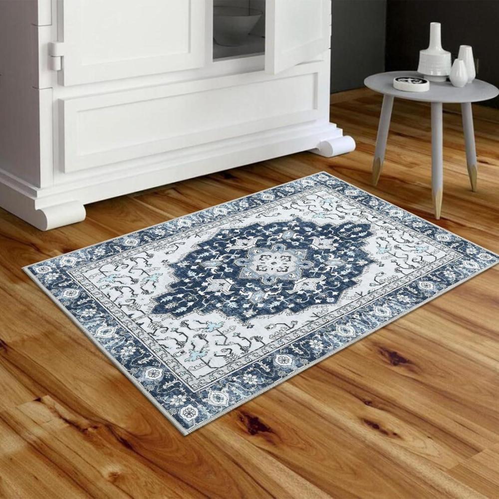 image:imageGarvee 2x3 Ft Boho Printed Area RugLarge Soft Washable Area RugDistressed Pattern Rugs for Living Room  NonSlipFoldableLow Pile Vintage Boho Carpet for BedroomDining Room and OfficeGrayBlue