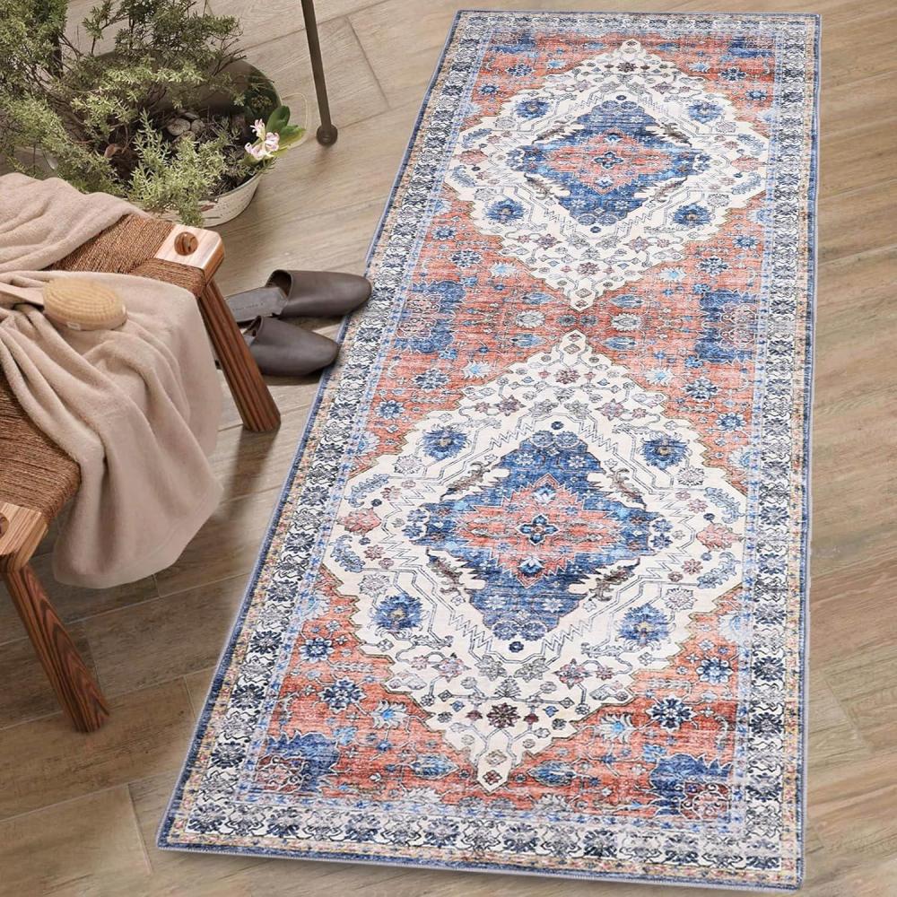 image:imageGarvee 9x12 Washable Rugs for Living Room with Vintage Boho Light Rug for Office Dining Room Kids Room and Farmhouse Durable Low Pile NonSlip Area Rug for High Traffic Areas Beige GrayOrange Brown