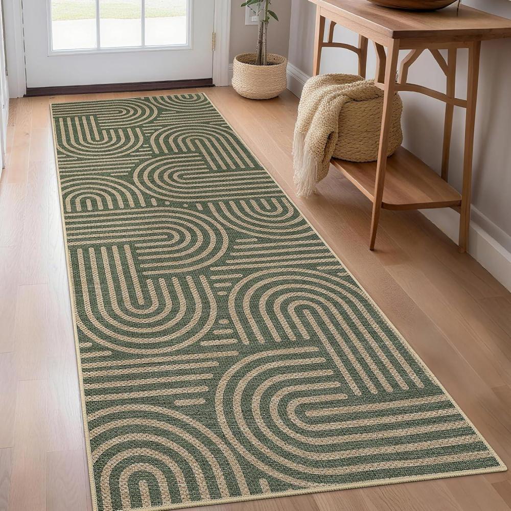 image:imageGarvee Abstract Easy Jute 9x12 Area Rugs Washable Indoor Outdoor Patio Rugs for Living Room Dining Room Non Slip Stain Resistant Farmhouse Throw Carpet for Bedroom Backyard Black TaupeAbstractgreen
