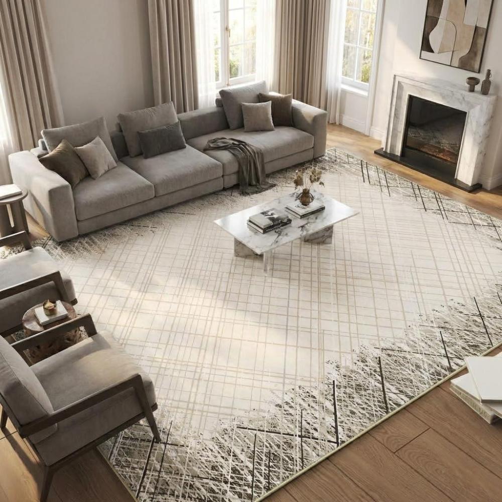image:imageGarvee Area Rug 6x9 Large Area Rug for Living Room Modern Bordered Machine Washable Rug Stain Resistant NonSlip Accent Rug Carpet Minimalist Border Floor Cover for Home Decor Brown