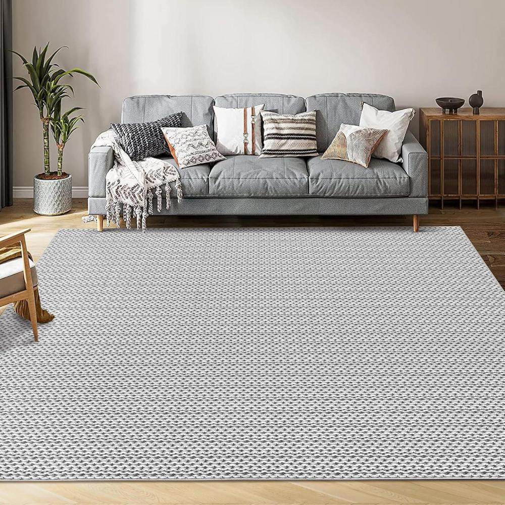 image:imageGarvee Vintage Print Area Rug5x7 ft Boho NonSlip Indoor Carpet with Realistic Braided Texture Stain Resistant Distressed Print Mat for Living RoomBedroomKitchenNurseryWashable DurableBlackGrey