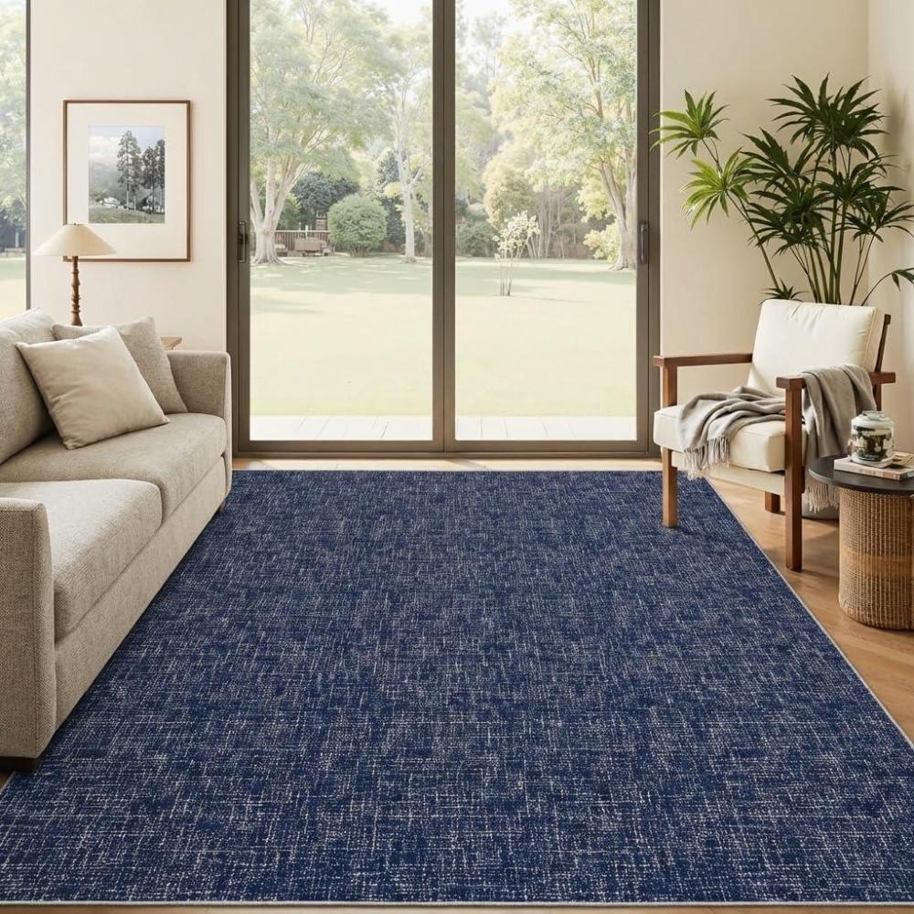 image:imageGarvee Washable Runner Rug for Hallway 2x6 Black Bathroom Rug Non Slip Non Shedding Modern Solid Color Floor Covering Stain Resistant Contemporary Accent Mats for Entryway Bedroom KitchenSolid Colorblue