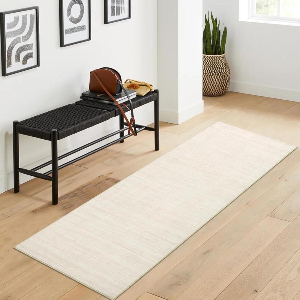 image:imageGarvee Washable Runner Rug for Hallway 2x6 Black Bathroom Rug Non Slip Non Shedding Modern Solid Color Floor Covering Stain Resistant Contemporary Accent Mats for Entryway Bedroom KitchenModernbeige