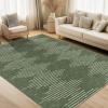 Garvee 10×13 Geometric Washable Rugs for Bedroom Minimalistic Striped Rug for Living Room Modern Office Carpet Non Slip Neutral Soft Nursery Rug Low Pile Large Farmhouse Rugs Green(Green)