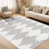 Garvee 10×13 Geometric Washable Rugs for Bedroom Minimalistic Striped Rug for Living Room Modern Office Carpet Non Slip Neutral Soft Nursery Rug Low Pile Large Farmhouse Rugs Green(Beige)