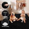 Garvee 10×13 Large Fluffy Living Room Area Rug Soft Plush Bedroom Throw Carpet Modern Solid Color Shaggy Rug Non Slip Non Shedding Fuzzy Faux Fur Area Rug for Nursery Home Decor, Black