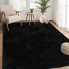 Garvee 10×13 Large Fluffy Living Room Area Rug Soft Plush Bedroom Throw Carpet Modern Solid Color Shaggy Rug Non Slip Non Shedding Fuzzy Faux Fur Area Rug for Nursery Home Decor, Black