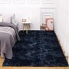 Garvee 10×13 Large Fluffy Living Room Area Rug Soft Plush Bedroom Throw Carpet Modern Solid Color Shaggy Rug Non Slip Non Shedding Fuzzy Faux Fur Area Rug for Nursery Home Decor, Navy