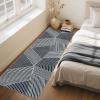 Garvee 10×13 Large Living Room Rugs, Modern Geometric Bedroom Rug Non Slip Low Pile Under Table Carpet for Dining Room, Stain Resistant Ultra Thin Throw Rug for Boy’s Room Office, Green(Striped|black)