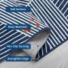 Garvee 10×13 Large Living Room Rugs, Modern Geometric Bedroom Rug Non Slip Low Pile Under Table Carpet for Dining Room, Stain Resistant Ultra Thin Throw Rug for Boy’s Room Office, Green(Striped|blue)