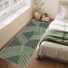 Garvee 10×13 Large Living Room Rugs, Modern Geometric Bedroom Rug Non Slip Low Pile Under Table Carpet for Dining Room, Stain Resistant Ultra Thin Throw Rug for Boy’s Room Office, Green(Striped|green)