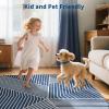 Garvee 10×13 Large Living Room Rugs, Modern Geometric Bedroom Rug Non Slip Low Pile Under Table Carpet for Dining Room, Stain Resistant Ultra Thin Throw Rug for Boy’s Room Office, Green(Striped|blue)