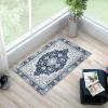 Garvee 2×3 Ft Boho Printed Area Rug,Large Soft Washable Area Rug,Distressed Pattern Rugs for Living Room – Non-Slip,Foldable,Low Pile Vintage Boho Carpet for Bedroom,Dining Room, and Office(Gray(Blue)