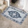 Garvee 2×3 Ft Boho Printed Area Rug,Large Soft Washable Area Rug,Distressed Pattern Rugs for Living Room – Non-Slip,Foldable,Low Pile Vintage Boho Carpet for Bedroom,Dining Room, and Office(Gray(Blue)