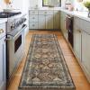 Garvee 2×6 Kitchen Runner Rug Machine Washable Area Rugs Vintage Distressed Door Mats with Non Slip Backing Non Shedding Low Pile Floor Cover Stain Resistant Carpet for Entryway Hallway, Red Brown(Distressed|red Brown)