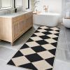 Garvee 2×6 Runner Rug Non Slip Washable Entryway Rugs Easy Jute Braided Rugs for Kitchen, Hallway, Modern Diamond Checkered Front Door Rug Outdoor Area Rug Black and Natural Color
