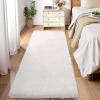 Garvee 2×6 Runner Rug for Hallway Non-Slip Stain Resistant Fluffy Nursery Rug Ultra Soft Shag Throw Carpet Solid Color Indoor Floor Carpet for Bedroom Bedside Kids Room Girls Room Home Decor, White