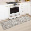 Garvee 2×6 Washable Vintage Runner Rug for Entryway Kitchen Soft Non Slip Thin Carpet Traditional Floral Print Floor Cover Distressed Accent Throw Rug for Hallway Bathroom Bedroom, Brown(Brown)