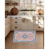 Garvee 2×6 ft Area Rugs for Living Room, Vintage Machine Washable Rug,Low Pile Print Large Rug with Rubber Backing Non-Slip Carpet for Bedroom,Kitchen,Dining Room,Home Office,Home Decor(Blue(Pink)