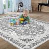 Garvee 2×6 ft Area Rugs for Living Room, Vintage Machine Washable Rug,Low Pile Print Large Rug with Rubber Backing Non-Slip Carpet for Bedroom,Kitchen,Dining Room,Home Office,Home Decor(Blue(Grey)