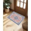 Garvee 2×6 ft Area Rugs for Living Room, Vintage Machine Washable Rug,Low Pile Print Large Rug with Rubber Backing Non-Slip Carpet for Bedroom,Kitchen,Dining Room,Home Office,Home Decor(Blue(Pink)