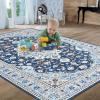 Garvee 2×6 ft Area Rugs for Living Room, Vintage Machine Washable Rug,Low Pile Print Large Rug with Rubber Backing Non-Slip Carpet for Bedroom,Kitchen,Dining Room,Home Office,Home Decor(Blue(Blue)