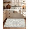 Garvee 3×5 Ft Vintage Distressed Medallion Area Rug – Machine Washable Non-Slip Area Rugs – Boho Floral Carpet for Living Room, Bedroom, Dining Room – Retro Indoor/Outdoor Home Decor(Beige)