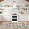 Garvee 4×6 Area Rug – Washable Rugs for Living Room, No Pile Boho Carpet for Entryway, Bedroom, Dinning Room, Vintage Carpet Print, Distressed Non-Slip. Gray(Red)